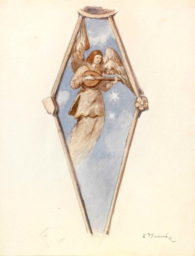 Angel with Lute - Fresco in the Church of Radovljica by Ladislav Benesch